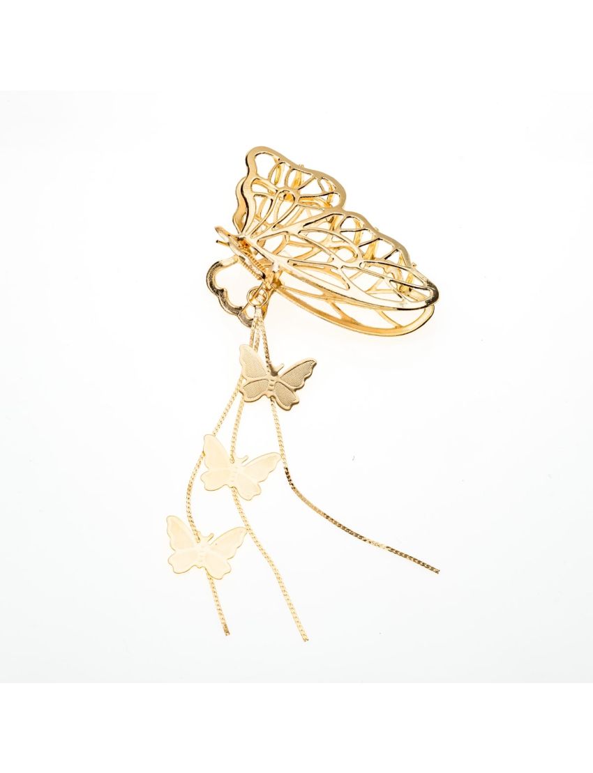 Κλάμερ πεταλούδα με πεταλούδες σε χρυσό και ασημί