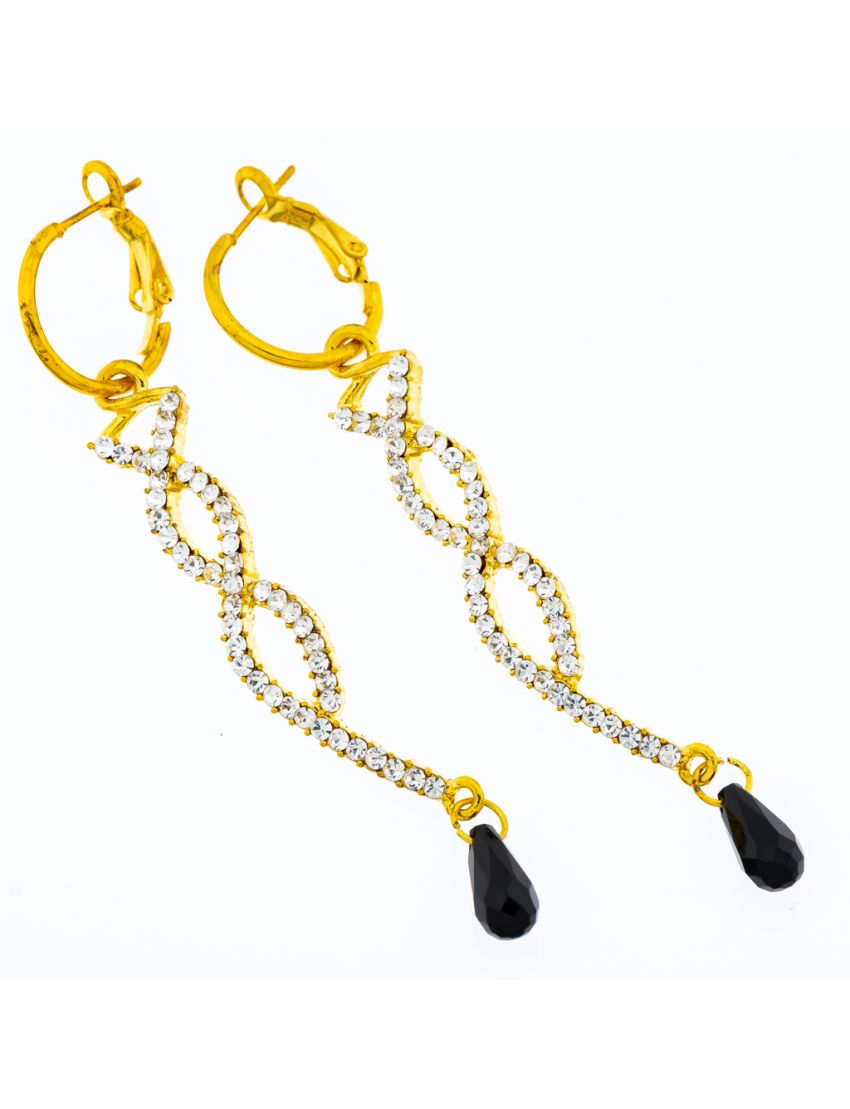 Σκουλαρίκια μεταλλικά χρυσά κρεμαστά με στράς