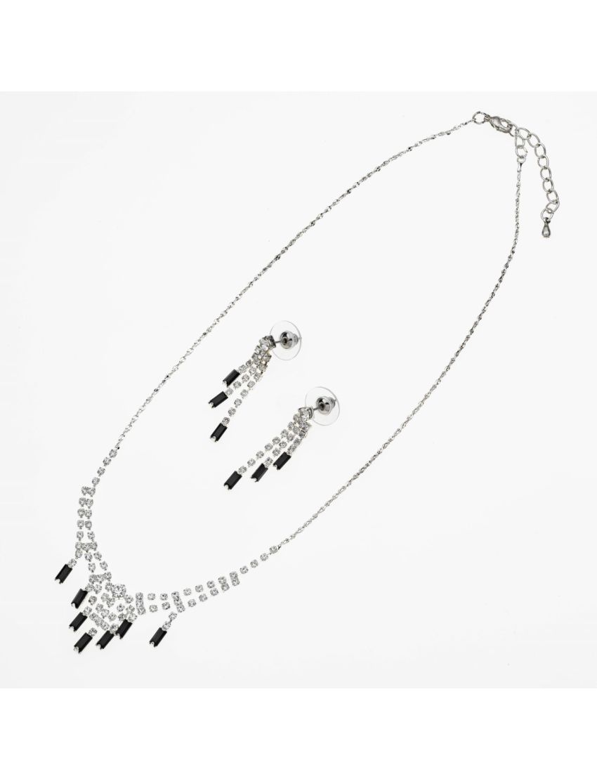 Σετ Μεταλλικό Κολιέ και Σκουλαρίκια – Ασημί Ασύμμετρο