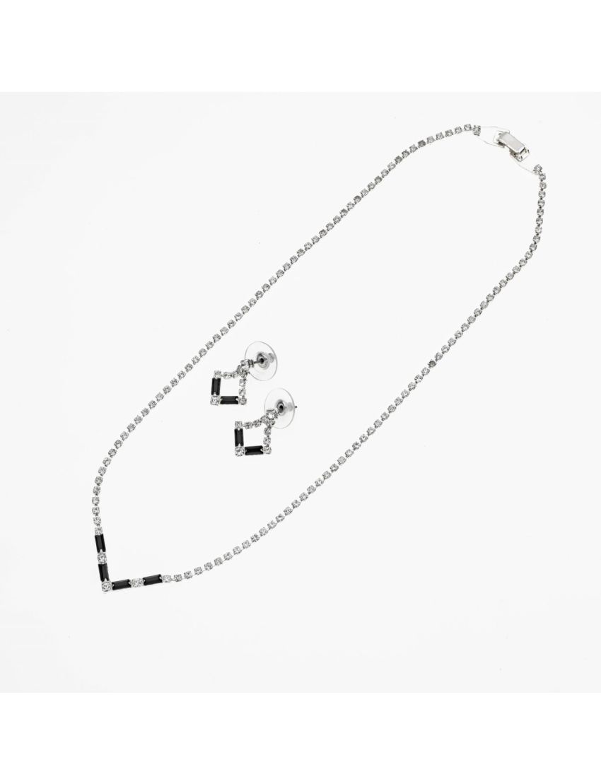 Εντυπωσιακό Σετ Κολιέ και Σκουλαρίκια σε Ασημί Χρώμα