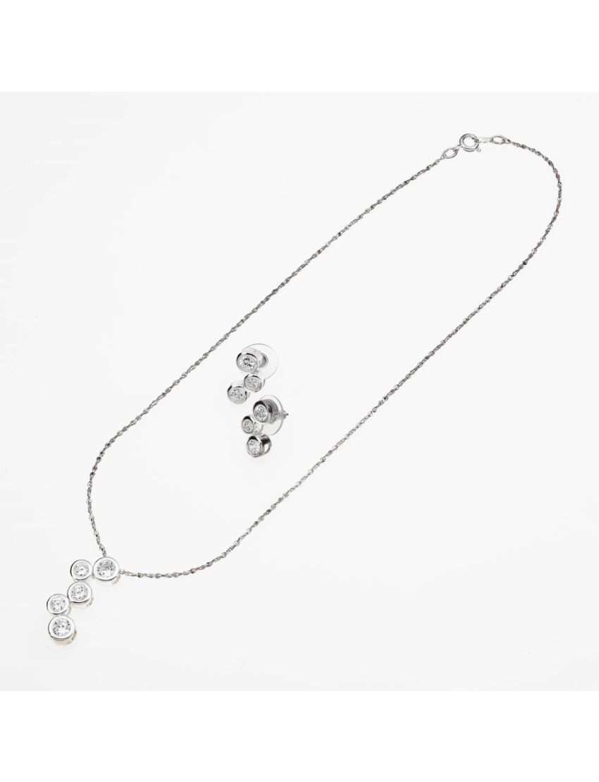 Σετ Μεταλλικό Κολιέ και Σκουλαρίκια με Ζιργκόν – Minimal και Διακριτικό