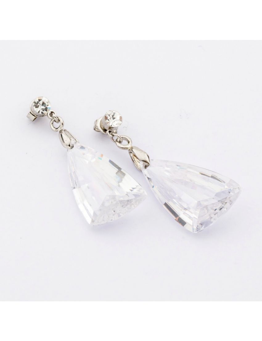 Σκουλαρίκια μεταλλικά με ζιργόν σε σχήμα τρίγωνο και σε 4 χρώματα