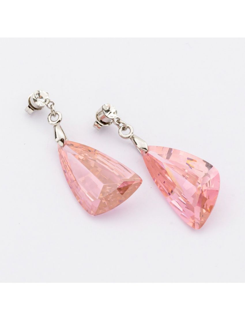 Σκουλαρίκια μεταλλικά με ζιργόν σε σχήμα τρίγωνο και σε 4 χρώματα