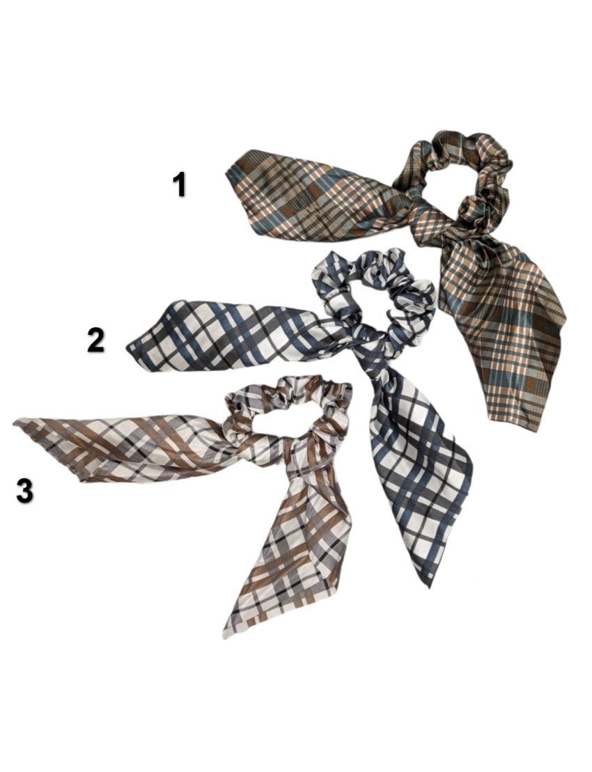 Σούρα υφασμάτινη καρό με μακρύ φιόγκο