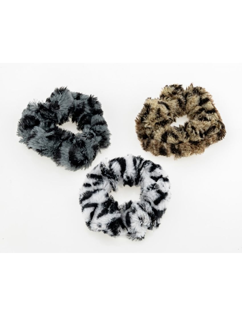 Σούρα υφασμάτινη γούνινη λεοπάρ σε 3 χρώματα