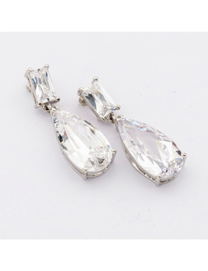 Σκουλαρίκια μεταλλικά ζιργκόν σε σχήμα δάκρυ 