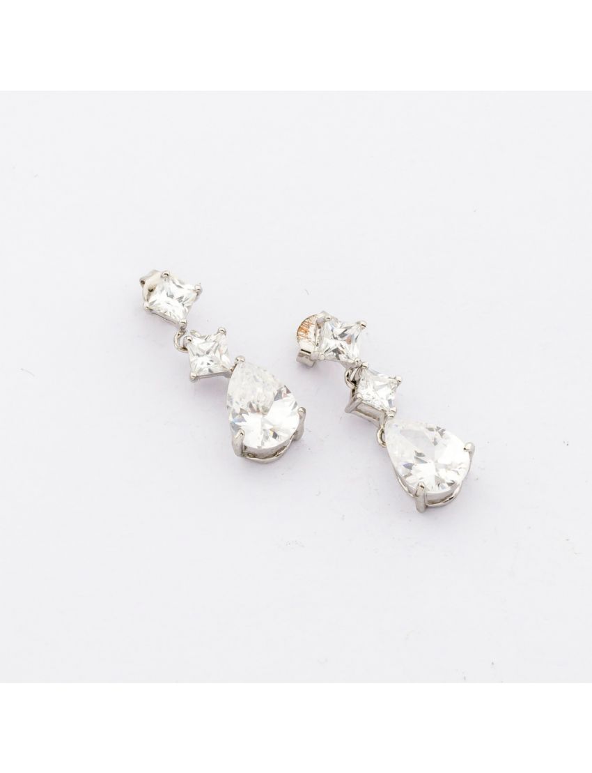 Σκουλαρίκια μεταλλικά 2εκ με ζιργκόν σε 4 χρώματα