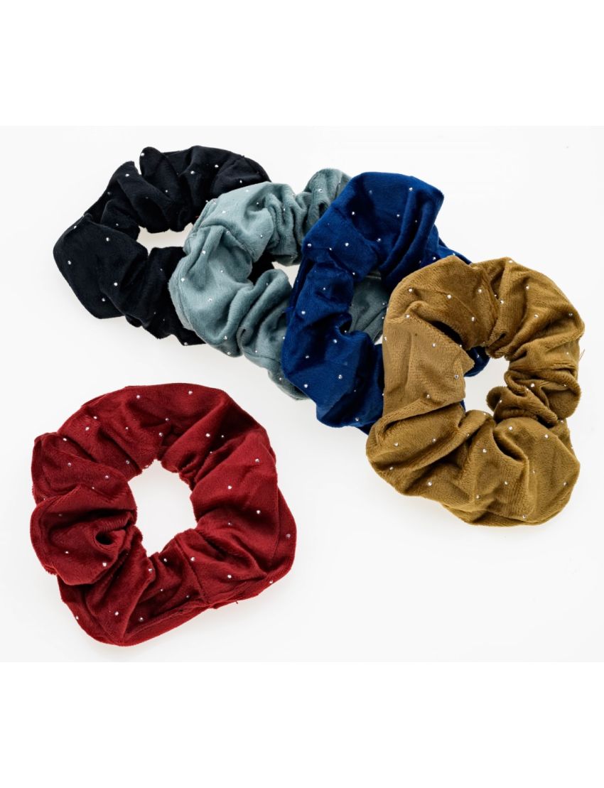 Σούρα υφασμάτινη βελούδο διακοσμημένη με στράς σε 5 μοναδικά χρώματα