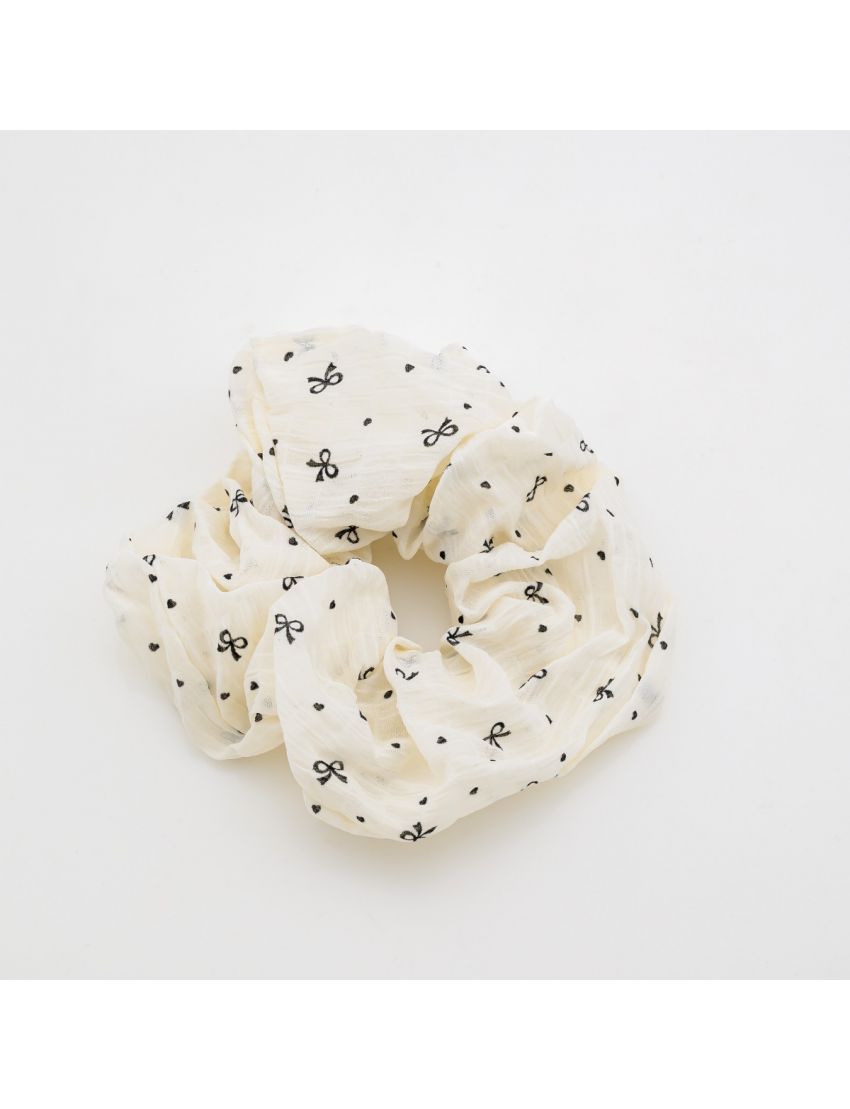 Ελαστικό Scrunchie που δεν Τσακίζει τα Μαλλιά με Girly Μοτίβο