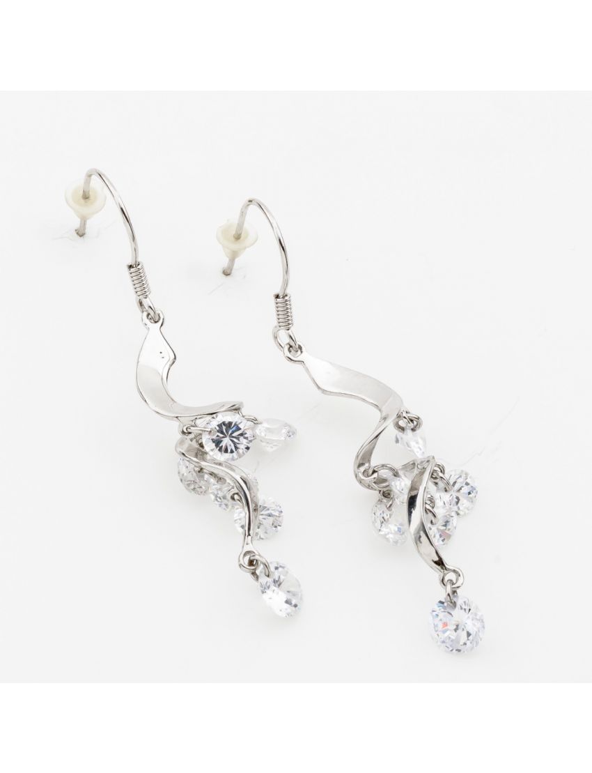 Σκουλαρίκια μεταλλικά ασημί με μικρά ζιργκόν σε 4 χρώματα