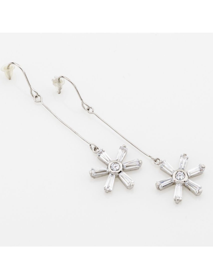 Σκουλαρίκια μεταλλικά κρεμαστά με ζιργκόν σχέδιο ήλιος