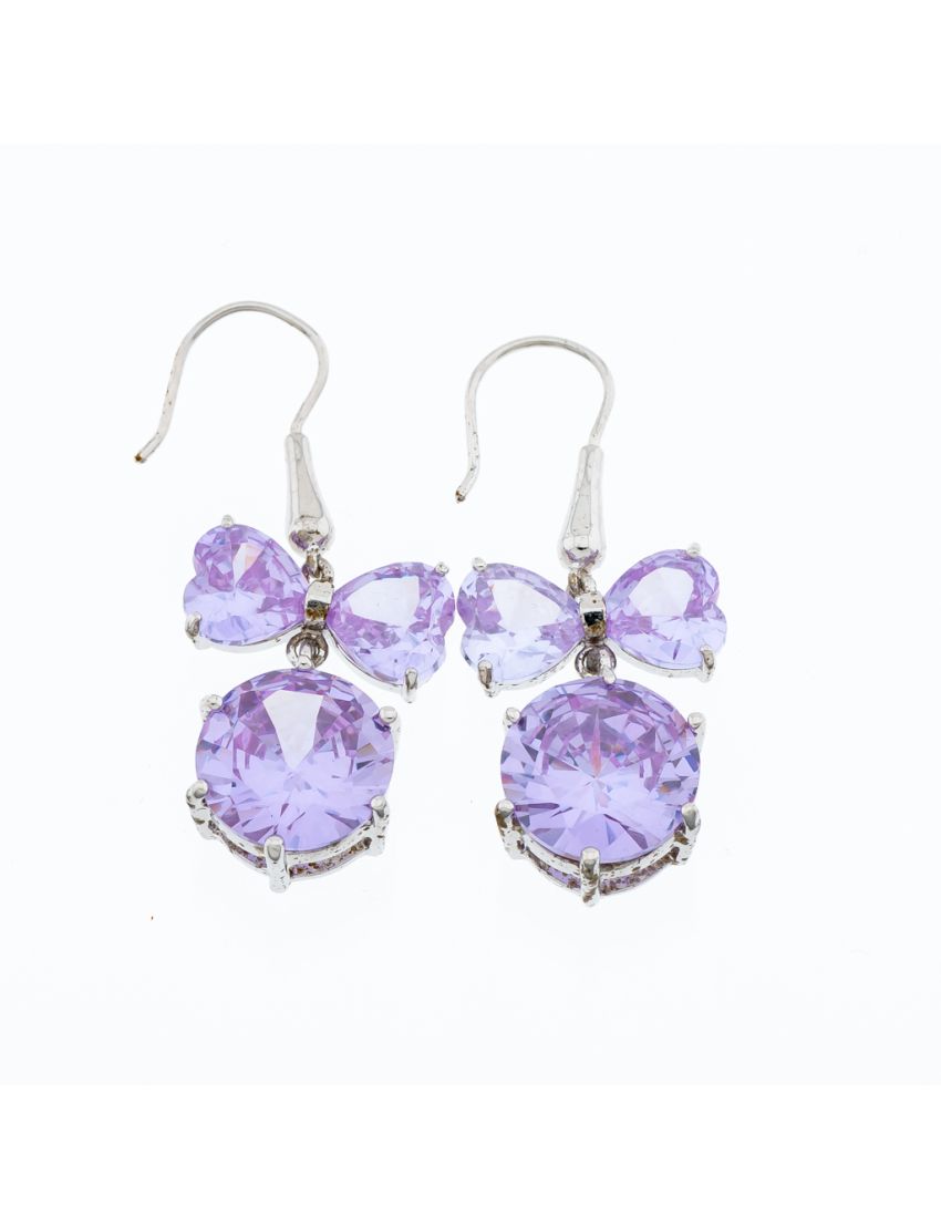 Σκουλαρίκια μεταλλικά 2εκ σχέδιο φιόγκος διακοσμημένα με ζιργκόν