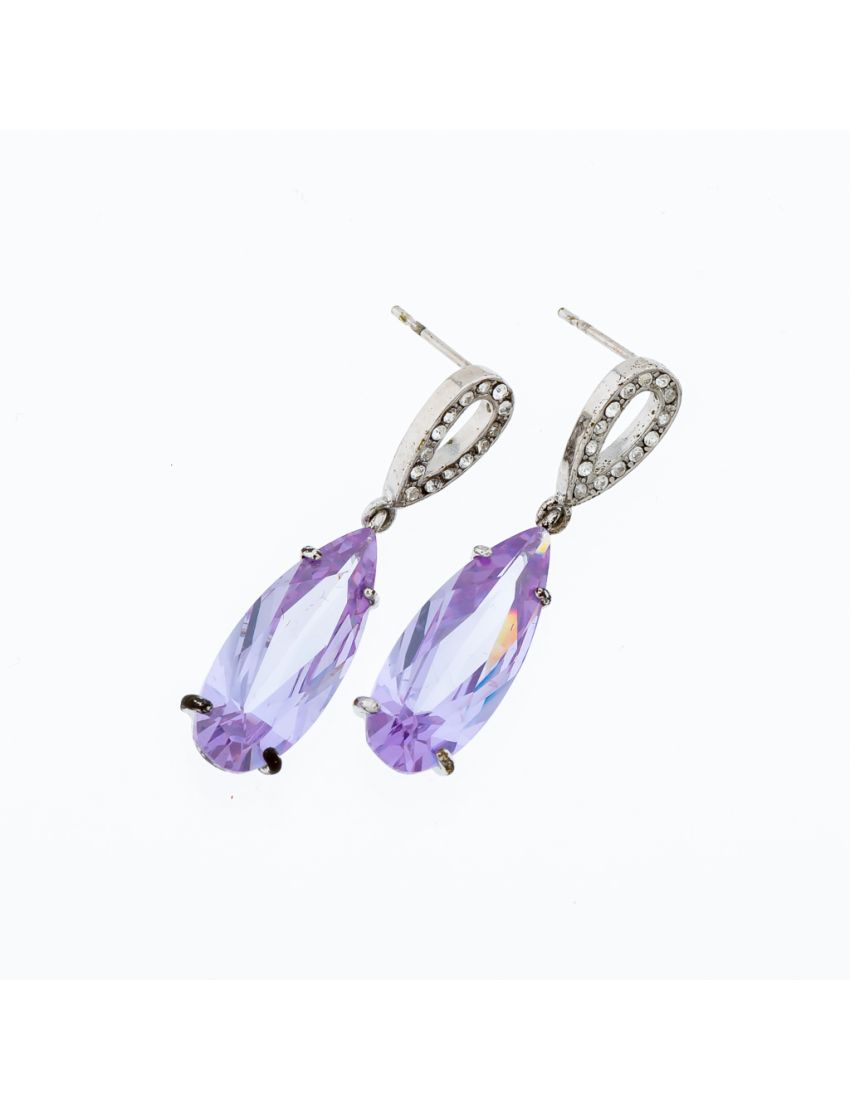 Σκουλαρίκια μεταλλικά διακοσμημένα με στράς και ζιργόν σε 5 χρώματα