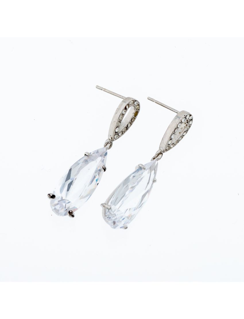 Σκουλαρίκια μεταλλικά διακοσμημένα με στράς και ζιργόν σε 5 χρώματα