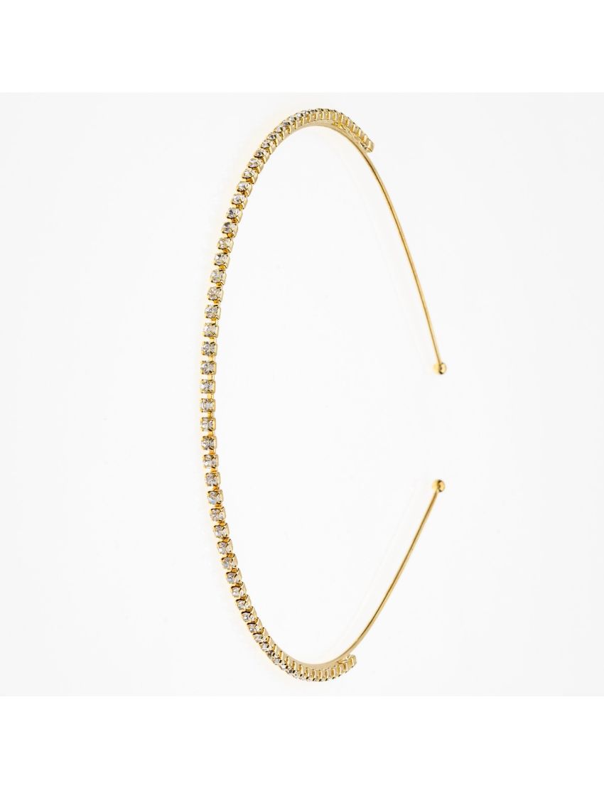 Στέκα μεταλλική λεπτή με στράς σε ασημί και χρυσό χρώμα