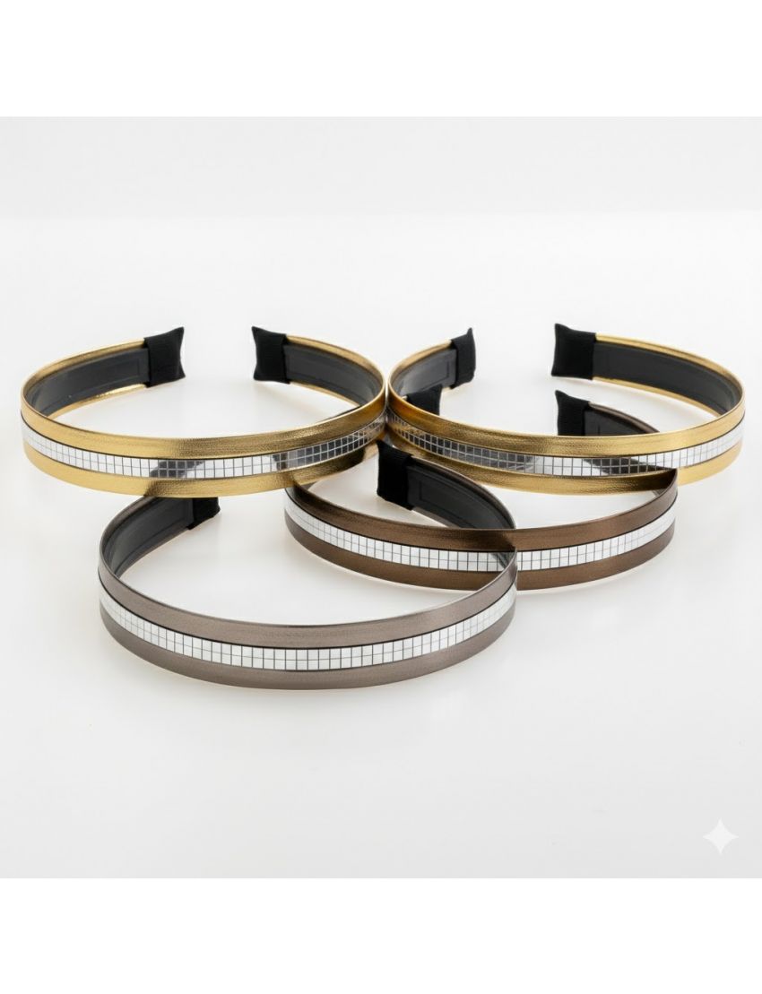 Chic Geometric Στέκα Μαλλιών με Διπλές Σειρές Strass & Anti-Slip Εφαρμογή