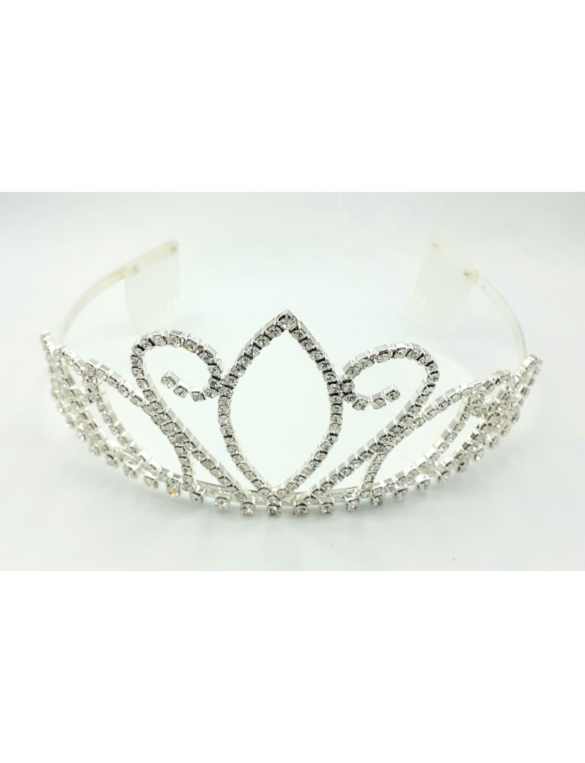 Τιάρα μεταλλική στέκα με μεγάλα φύλλα διακοσμημένα με στράς