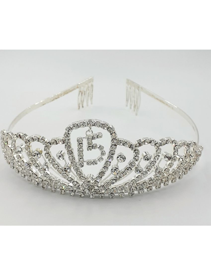 Τιάρα στέκα μεταλλική με στράς διακοσμημένη με τον αριθμό 15