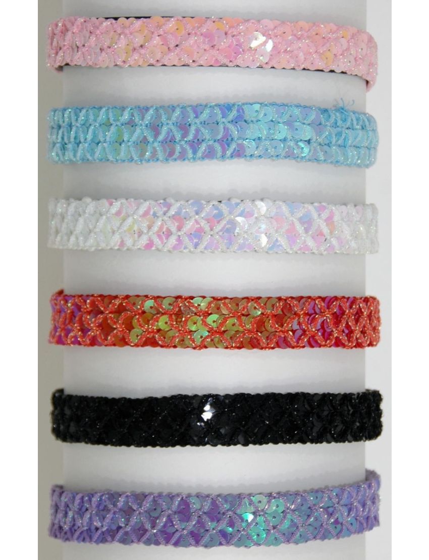 Στέκα υφασμάτινη διακοσμημένη με πούλιες και στράς σε 6 χρώματα