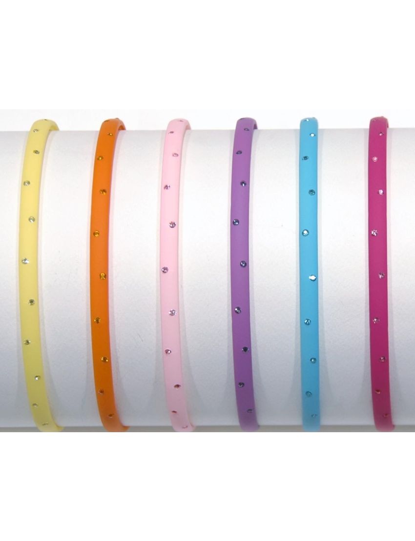 Στέκα πλαστική λεπτή διακοσμημένη με στράς σε 6 φωτεινά χρώματα