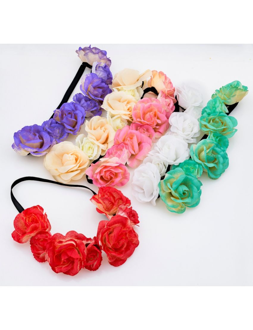 Στέκα με Λάστιχο & Υφασμάτινα Λουλούδια