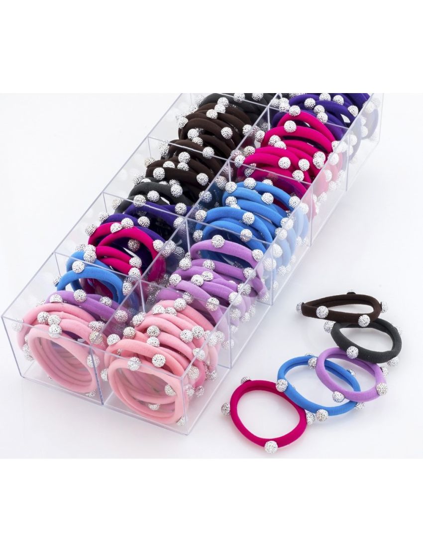 Λάστιχο υφασμάτινο με ανάγλυφες ασημί χάντρες ( 2  τεμάχια)