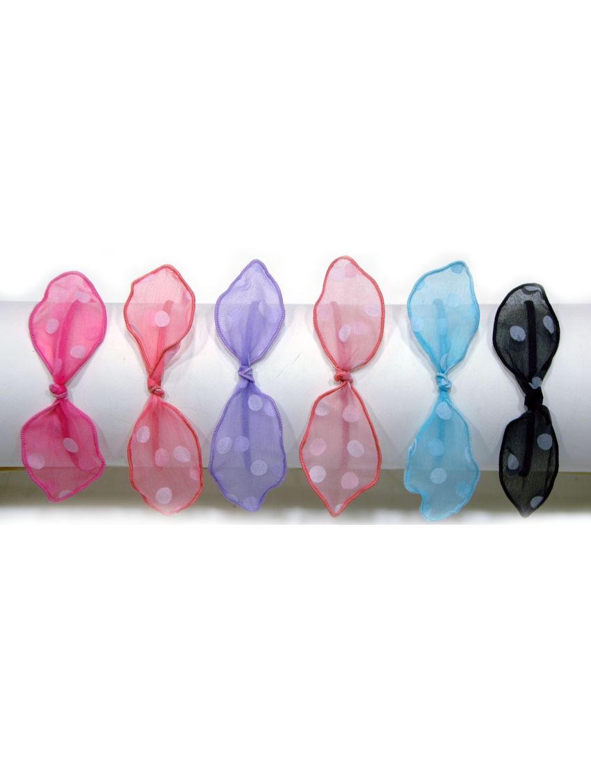 Στέκα υφασμάτινη πουά με σύρμα σχέδιο φιόγκος σε 6 χρώματα