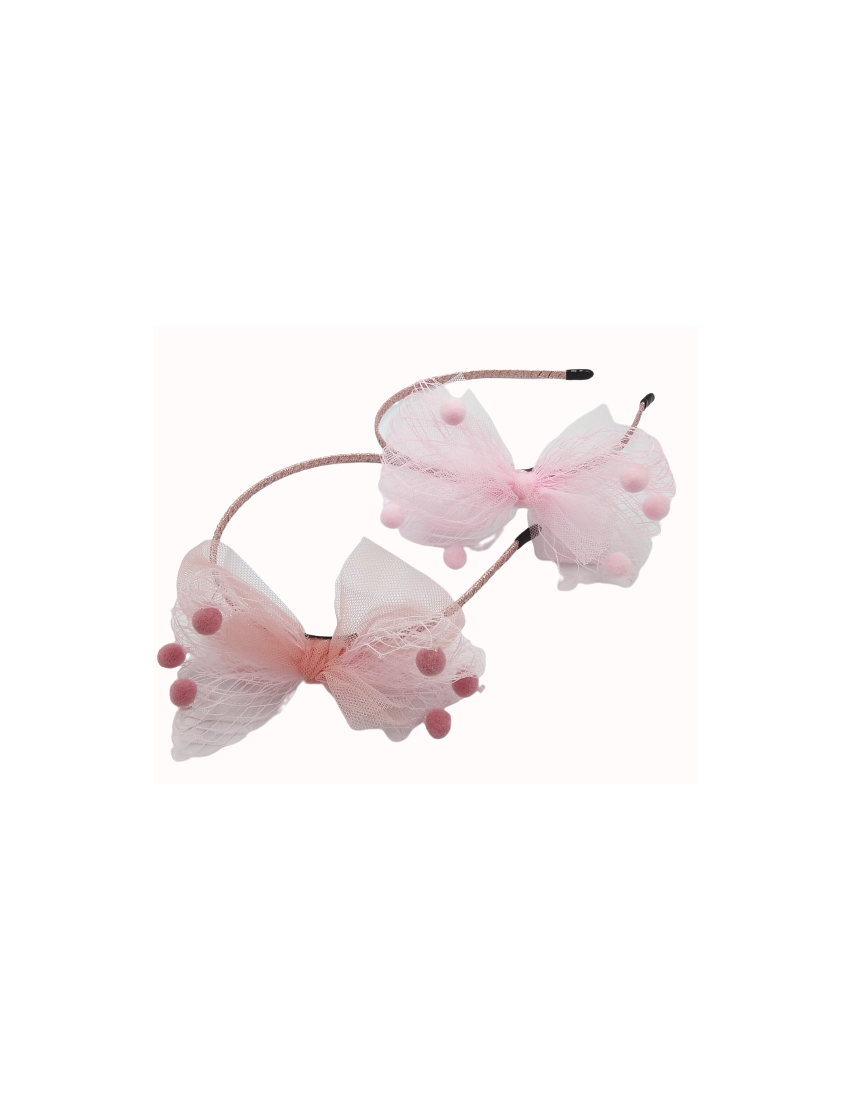 Στέκα υφασμάτινη με μεταλλικό σκελετό σχέδιο φιόγκος με πον πον ( 2 χρώματα)