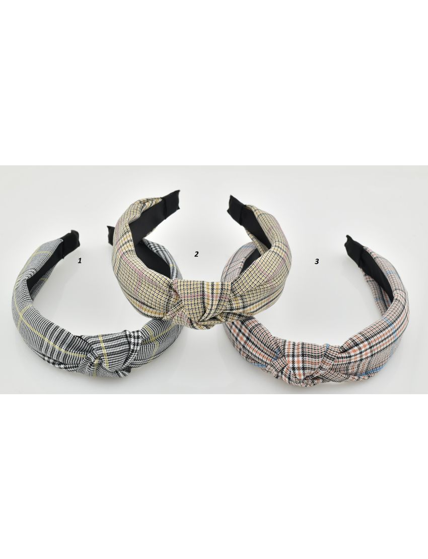 Στέκα υφασμάτινη καρό με κόμπο σε 3 συνδιασμούς χρωμάτων