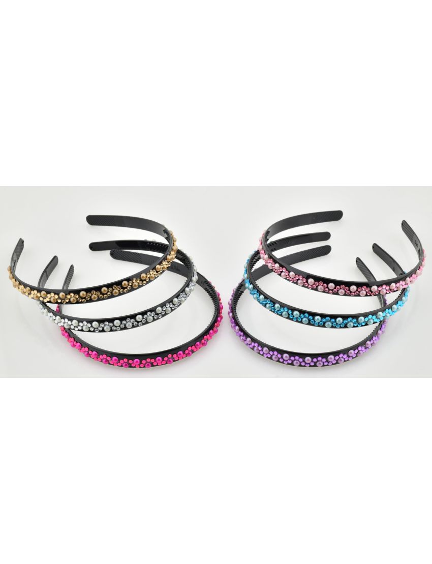 Στέκα πλαστική μαύρη διακοσμημένη με χάντρες σε 6 χρώματα