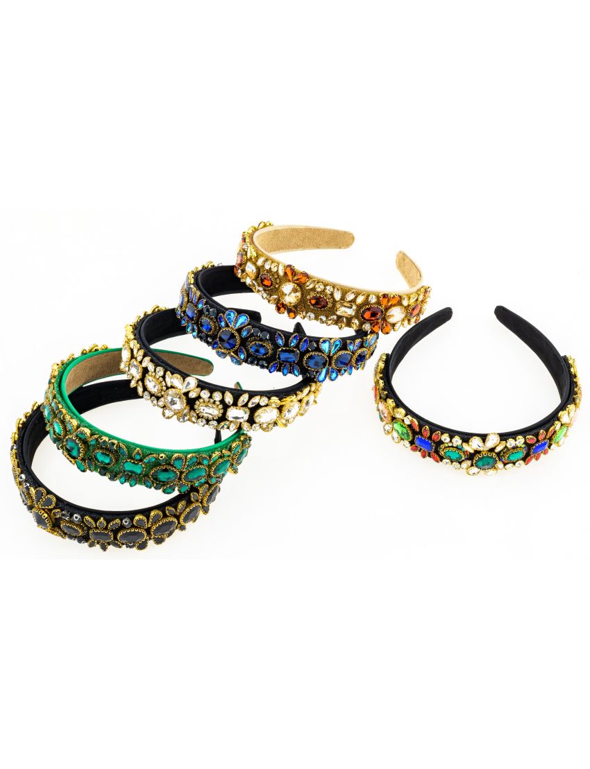 Στέκα υφασμάτινη διακοσμημένη  με πέτρες σε 6 συνδιασμούς χρωμάτων