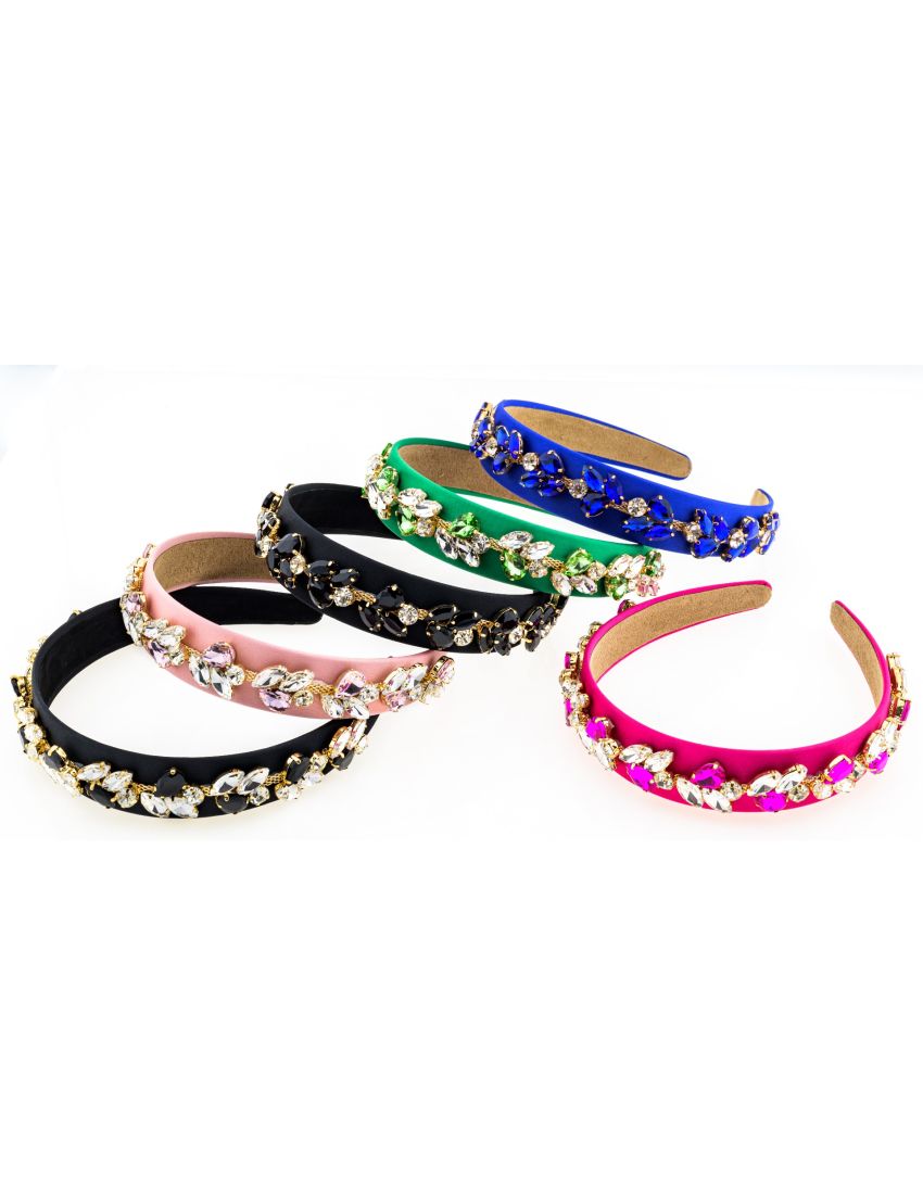 Στέκα υφασμάτινη διακοσμημένη με πέτρες σε σχήμα φύλλα