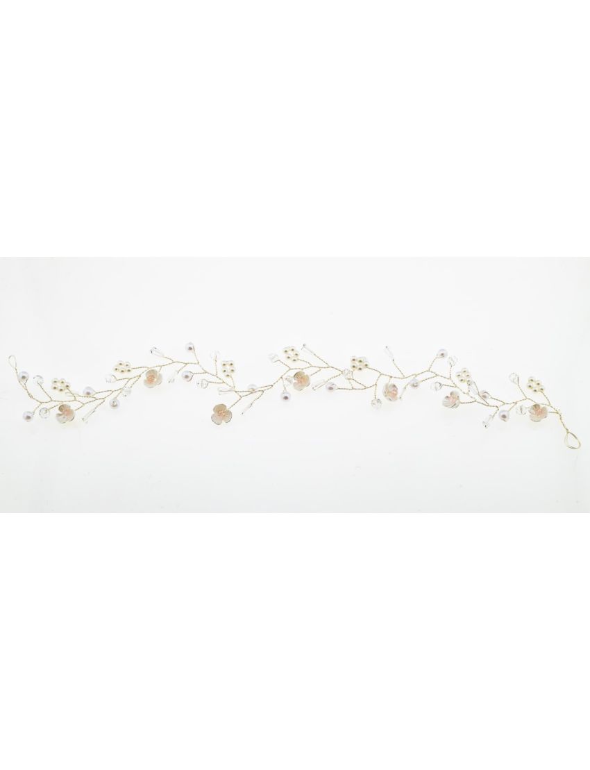 Στέκα νυφική συρμάτινη διακοσμημένη με λουλούδια απο στράς και πέρλες σε 2 σχέδια