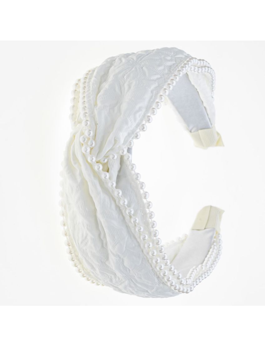 Στέκα νυφική υφασμάτινη λευκή φαρδιά σε 3 σχέδια