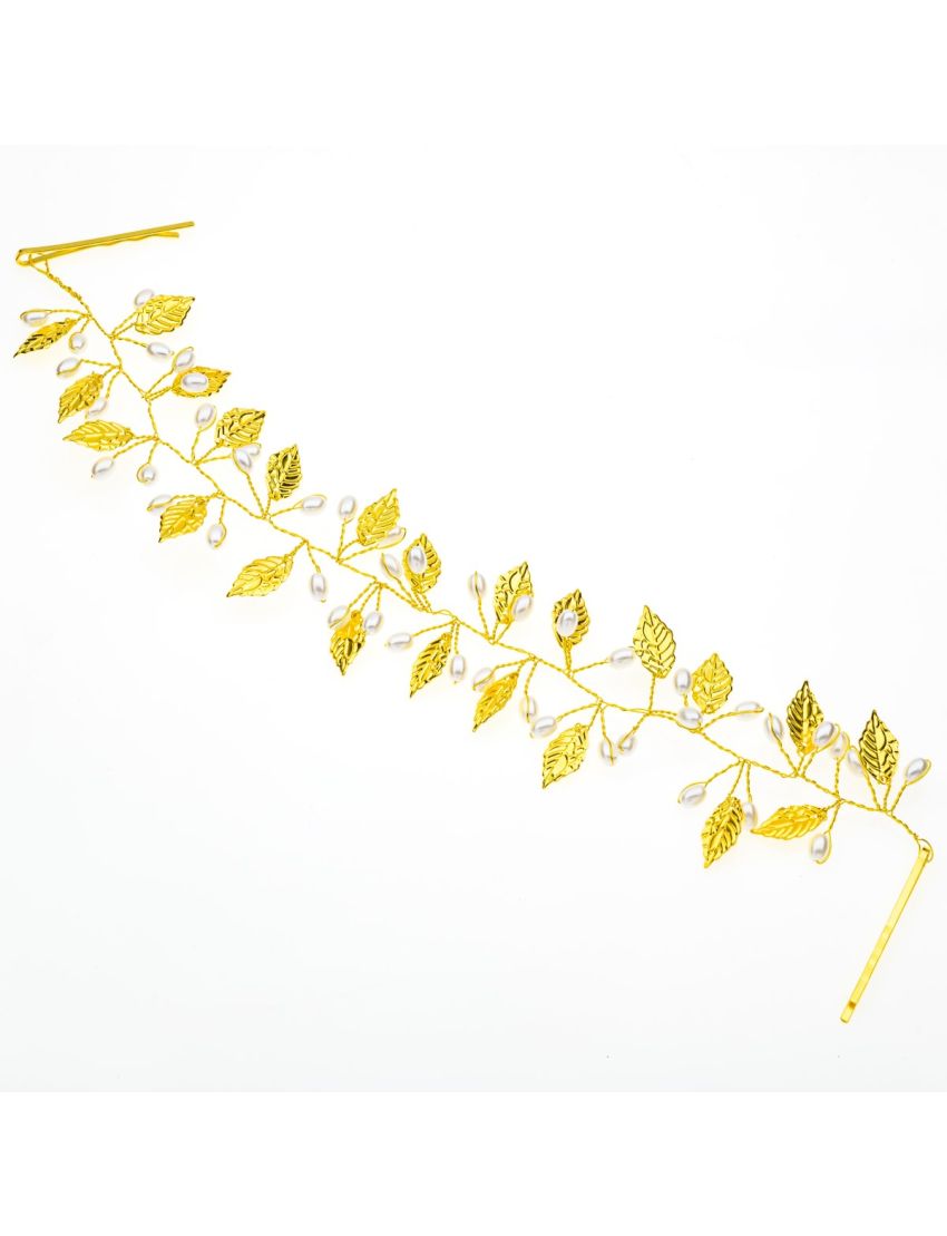 Στέκα νυφικη συρμάτινη διακοσμημένη με ανάγλυφα μεταλλικά και πέρλες σε 2 σχέδια