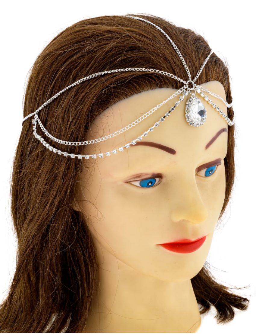 Στέκα αλυσίδα νυφική με μεγάλο δάκρυ swarovski σε ασημί και χρυσό χρώμα