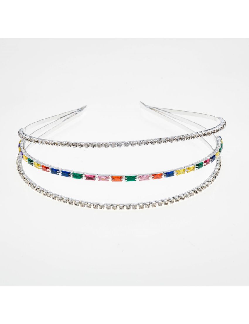 Στέκα μεταλλική νυφική σε 2 χρώματα διακοσμημένη με στράς - Σχέδιο 1