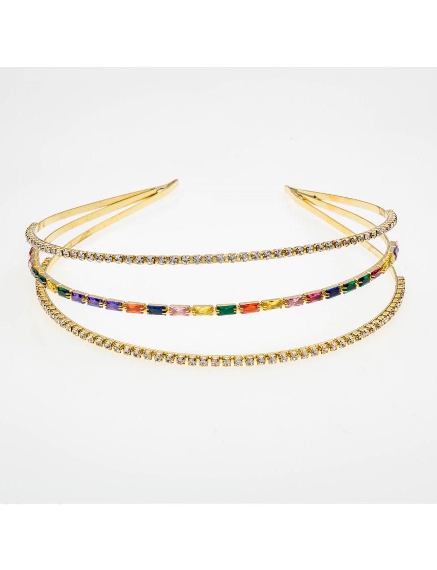 Στέκα μεταλλική νυφική σε 2 χρώματα διακοσμημένη με στράς - Σχέδιο 1