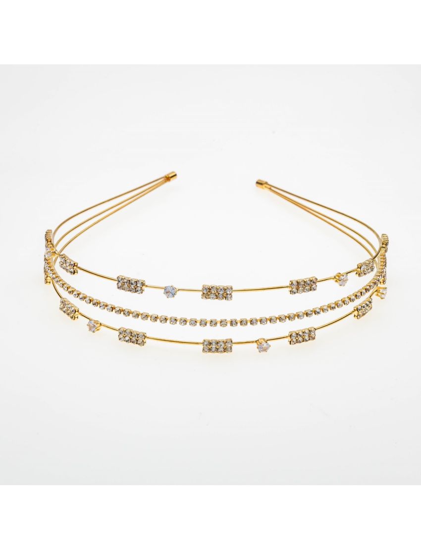 Στέκα μεταλλική νυφική σε 2 χρώματα διακοσμημένη με στράς - Σχέδιο 3