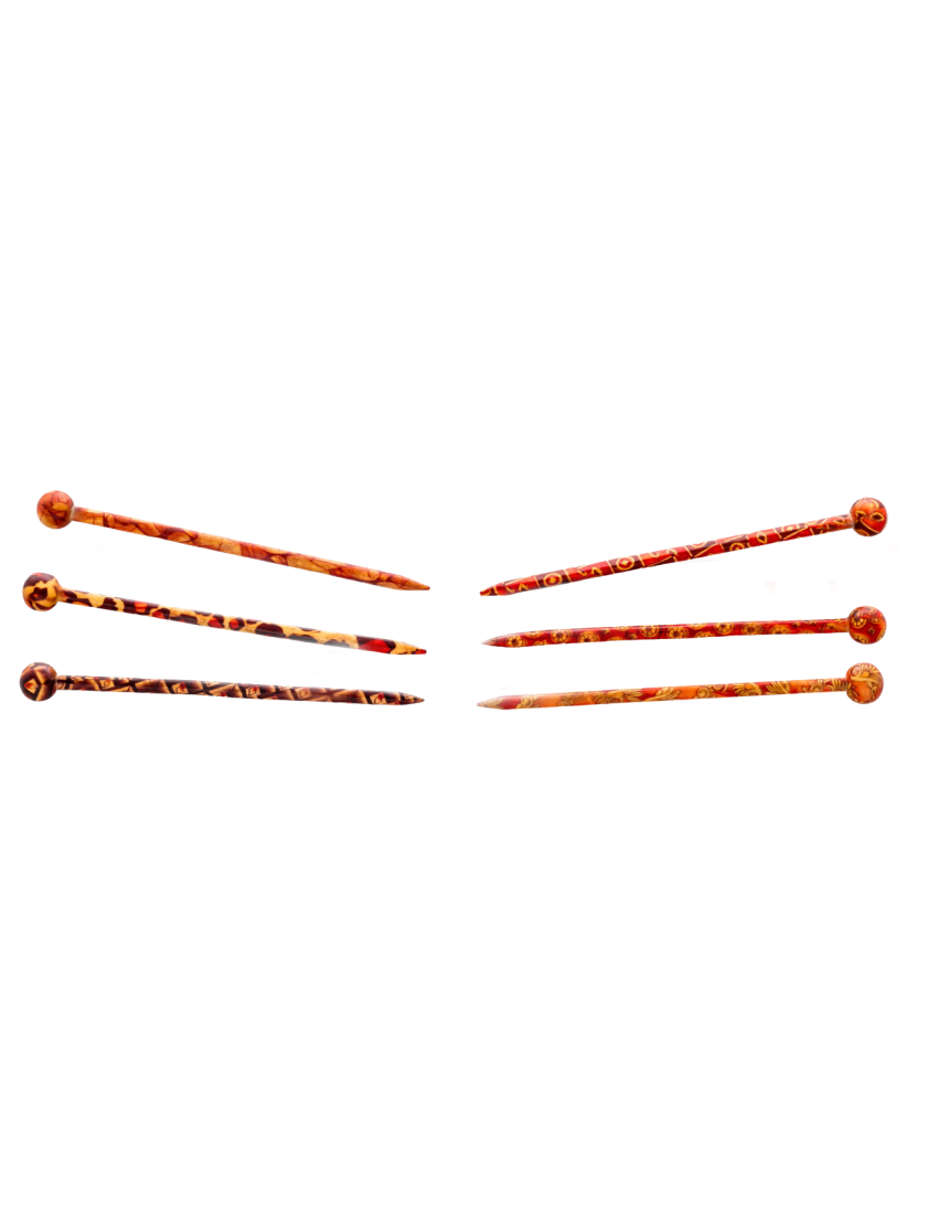 Βελόνα μαλλιών ξύλινη σε 6 σχέδια (συσκευασία 2 τεμάχια)