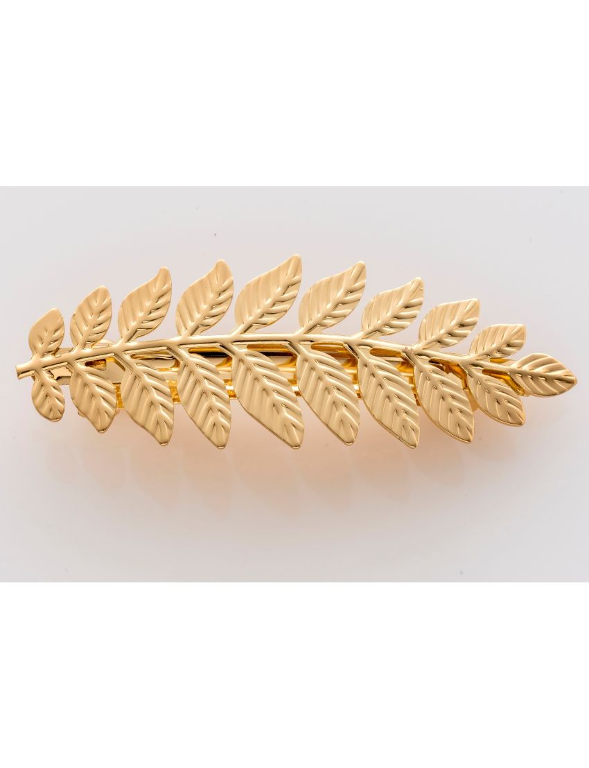 Μπαρέτα μεταλλική χρυσή με ανάγλυφα φύλλα