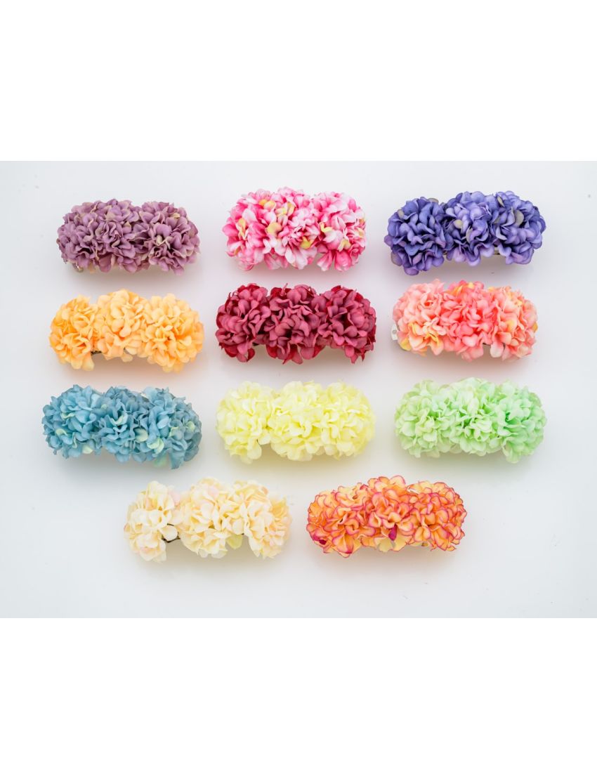 Μπαρέτα μεταλλική διακοσμημένη με λουλούδια γαρύφαλλο σε 11 χρώματα