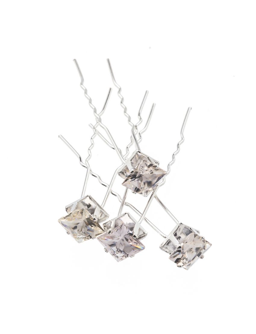 Φουρκέτα μεταλλική με τετράγωνη πέτρα