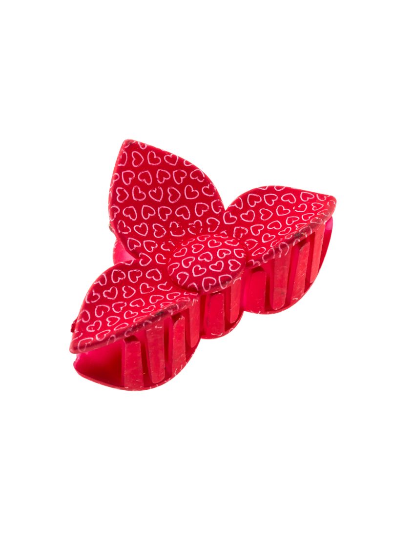 Κλάμερ πλαστικό μισό λουλούδι με καρδιές