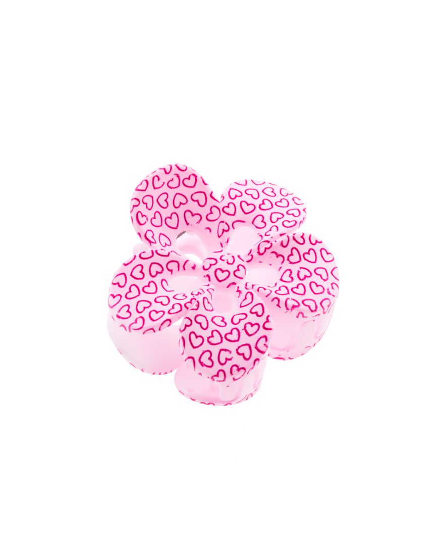 Κλάμερ πλαστικό λουλούδι σε 6 χρώματα με καρδιές