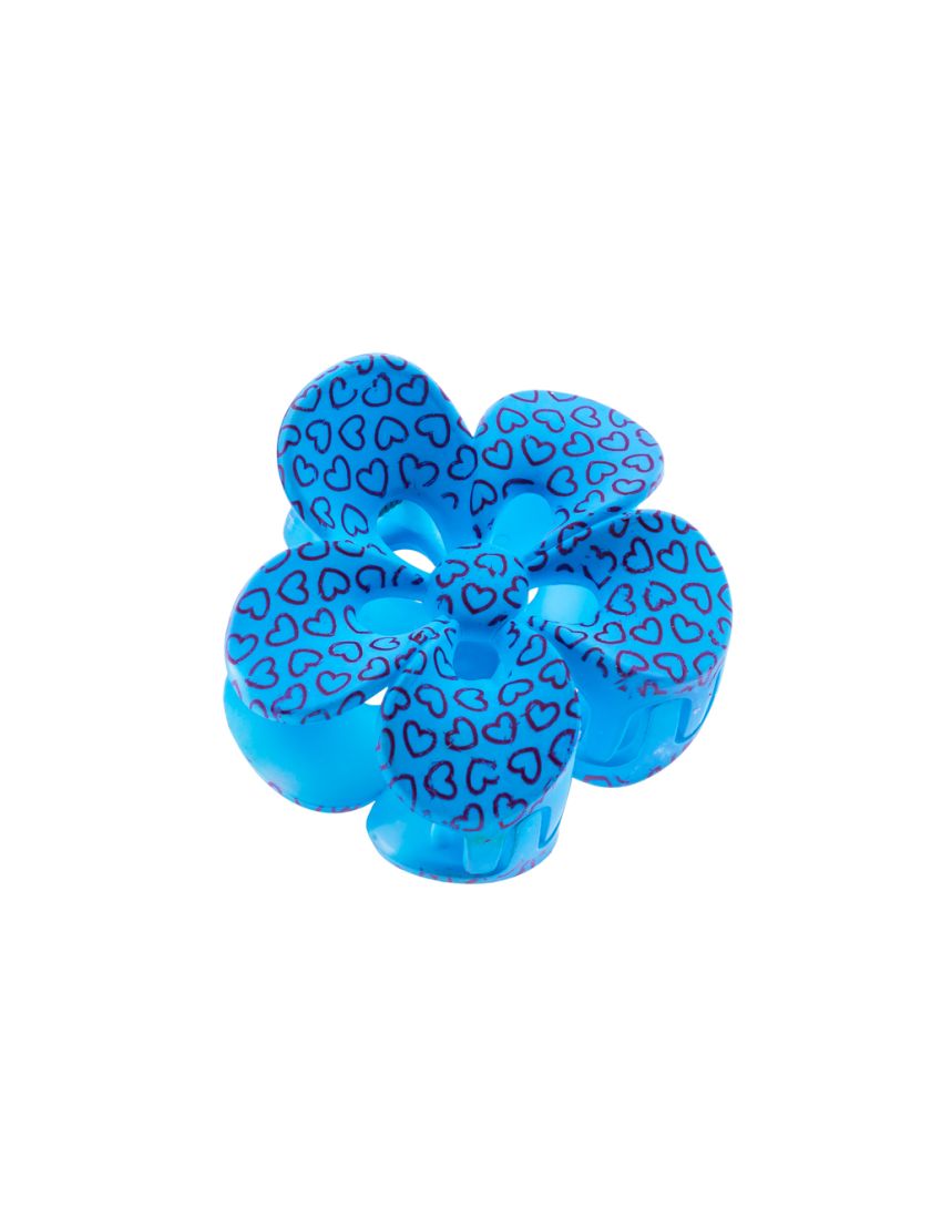 Κλάμερ πλαστικό λουλούδι σε 6 χρώματα με καρδιές