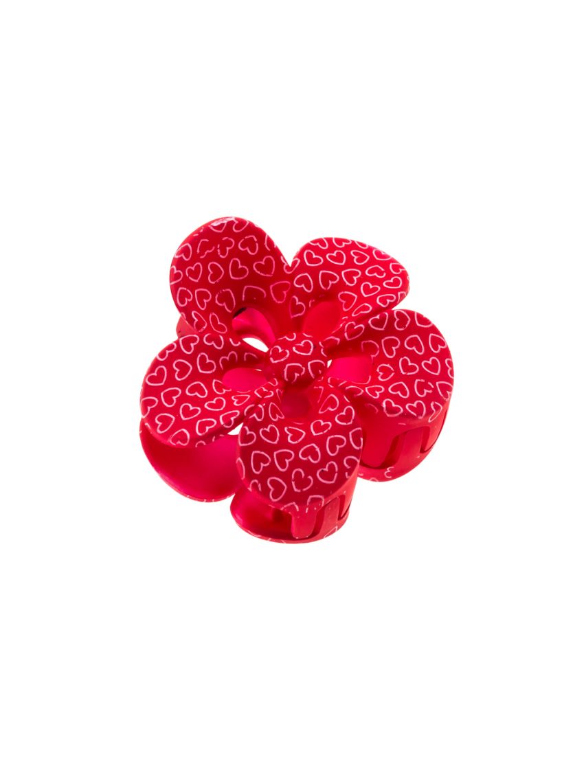 Κλάμερ πλαστικό λουλούδι σε 6 χρώματα με καρδιές