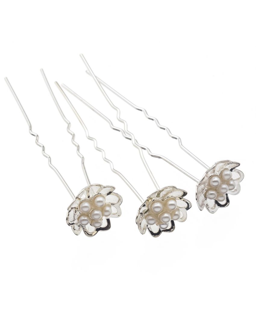 Φουρκέτα μεταλλική λουλούδι με πέρλες