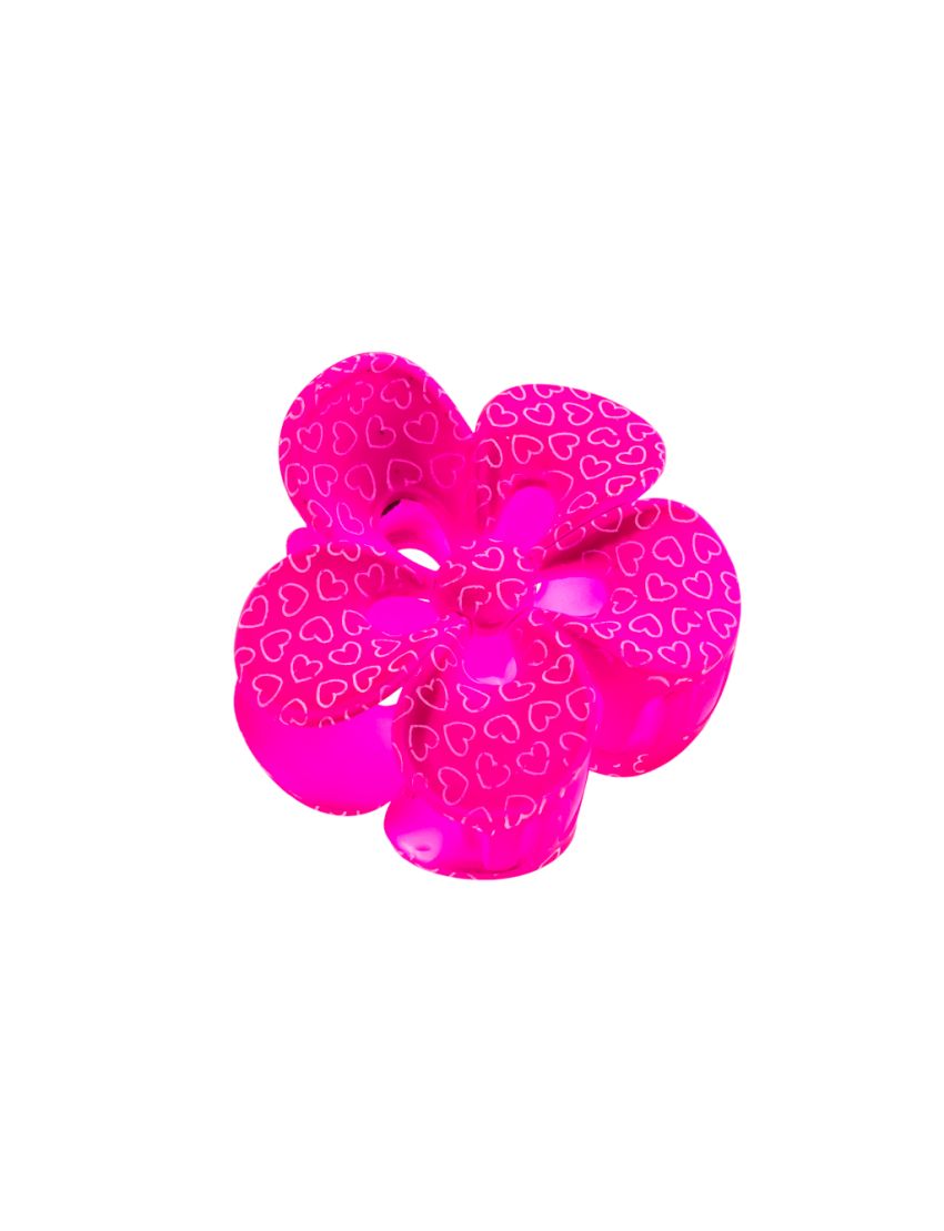 Κλάμερ πλαστικό λουλούδι σε 6 χρώματα με καρδιές