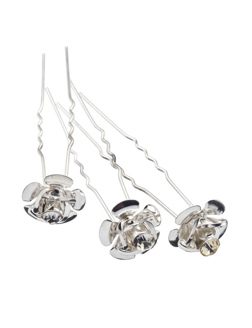 Φουρκέτα μεταλλική τρισδιάστατο μικρό λουλούδι με στράς